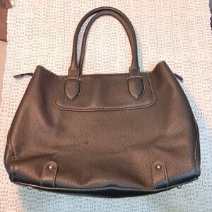 London Fog black faux leather large tote bag purse